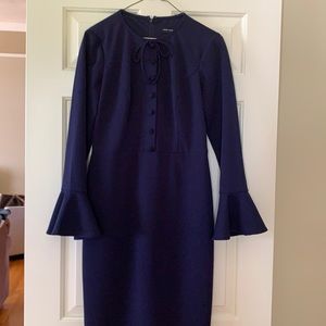 Maggie London sheath with bell sleeves
